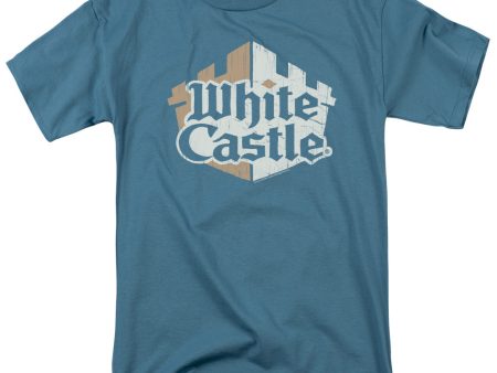 WHITE CASTLE : TORN LOGO S\S ADULT 100% COTTON 18\1 T-SHIRT SLATE SM For Cheap