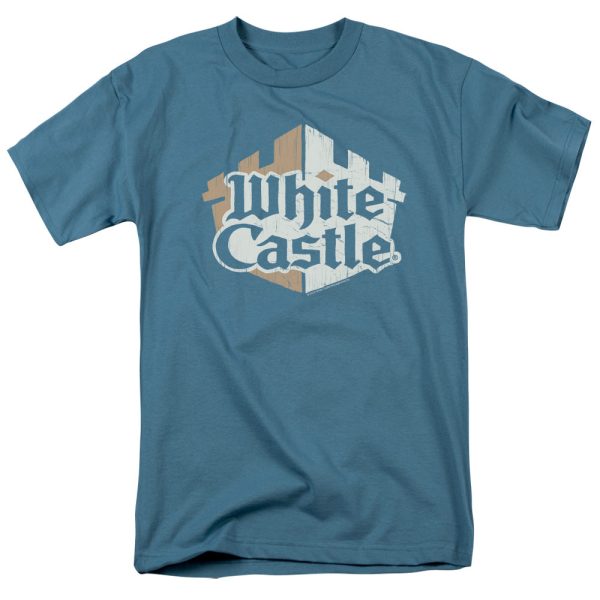 WHITE CASTLE : TORN LOGO S\S ADULT 100% COTTON 18\1 T-SHIRT SLATE XL For Sale