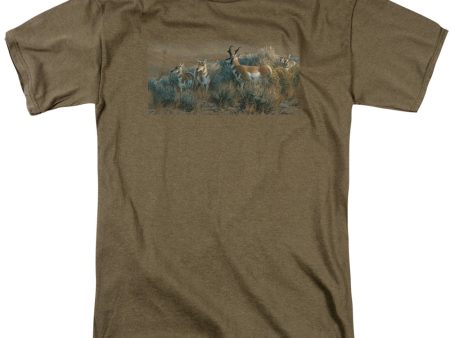 WILDLIFE : WATER RIGHTS S\S ADULT 100% COTTON 18\1 T-SHIRT SAFARI GREEN SM Online Hot Sale