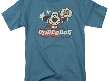 UNDERDOG : FLYING LOGO S\S ADULT 100% COTTON 18\1 T-SHIRT Slate MD Sale