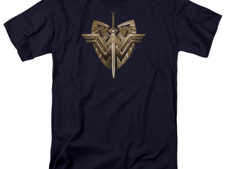 WONDER WOMAN MOVIE : SWORD EMBLEM S\S ADULT 100% COTTON 18\1 T-SHIRT Navy SM Online Sale