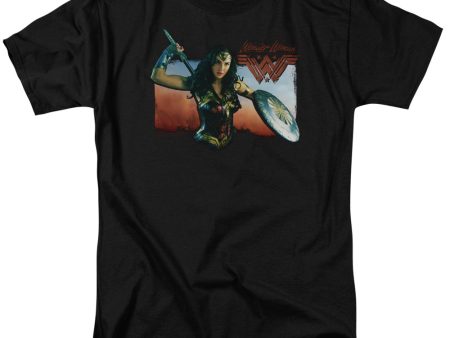 WONDER WOMAN MOVIE : WARRIOR WOMAN S\S ADULT 100% COTTON 18\1 T-SHIRT Black 2X Supply