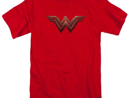 WONDER WOMAN MOVIE : WONDER WOMAN LOGO S\S ADULT 100% COTTON 18\1 T-SHIRT Red LG Online Hot Sale