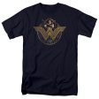 WONDER WOMAN MOVIE : POWER STANCE AND EMBLEM S\S ADULT 100% COTTON 18\1 T-SHIRT Navy 3X Online Hot Sale