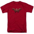 WONDER WOMAN MOVIE : WONDER WOMAN LOGO S\S ADULT 100% COTTON 18\1 T-SHIRT Cardinal LG For Discount