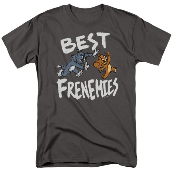 TOM AND JERRY MOVIE : BEST FRENEMIES S\S ADULT 100% COTTON 18\1 T-SHIRT Charcoal XL Cheap