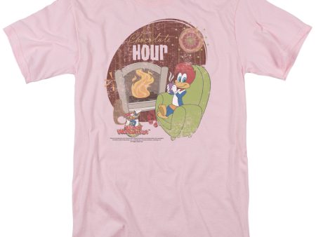 WOODY WOODPECKER : CHOCOLATE HOUR S\S ADULT 100% COTTON 18\1 T-SHIRT PINK MD Fashion