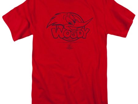 WOODY WOODPECKER : BIG HEAD S\S ADULT 100% COTTON 18\1 T-SHIRT Red LG Sale