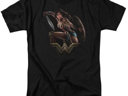 WONDER WOMAN MOVIE : FIGHT S\S ADULT 100% COTTON 18\1 T-SHIRT Black SM Supply