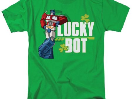 TRANSFORMERS : ST. PATRICK S DAY OPTIMUS PRIME LUCKY BOT S\S ADULT 100% COTTON 18\1 T-SHIRT Kelly Green LG For Discount