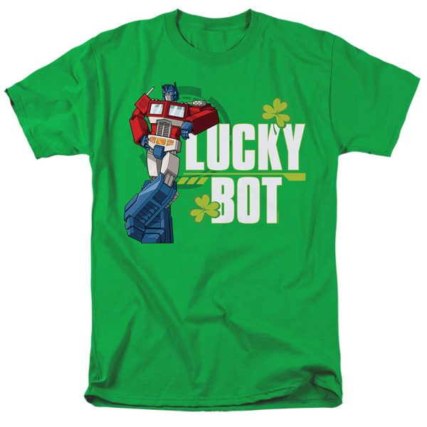 TRANSFORMERS : ST. PATRICK S DAY OPTIMUS PRIME LUCKY BOT S\S ADULT 100% COTTON 18\1 T-SHIRT Kelly Green LG For Discount