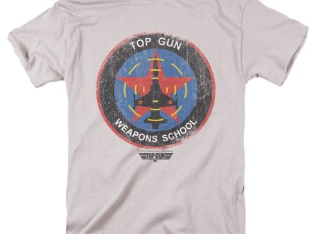 TOP GUN : FLIGHT SCHOOL LOGO S\S ADULT 100% COTTON 18\1 T-SHIRT SILVER SM Hot on Sale